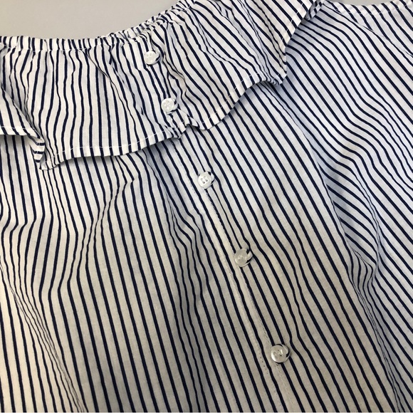 Live 4 Truth Off the Shoulder Sleeveless Ruffled Cropped Cotton Top, Sz L - Picture 4 of 9